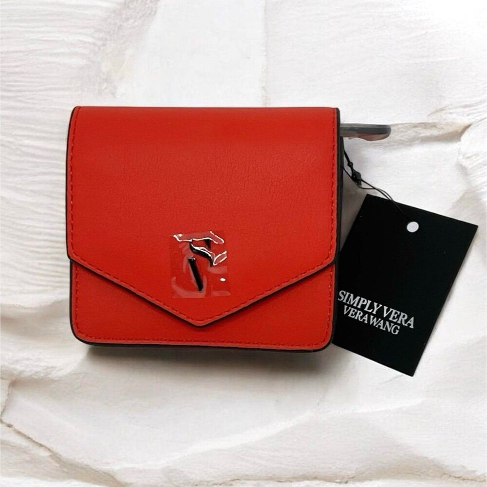 Vera Wang-Vegan Leather-Baylor Flap Wallet “Tomato Red” Color